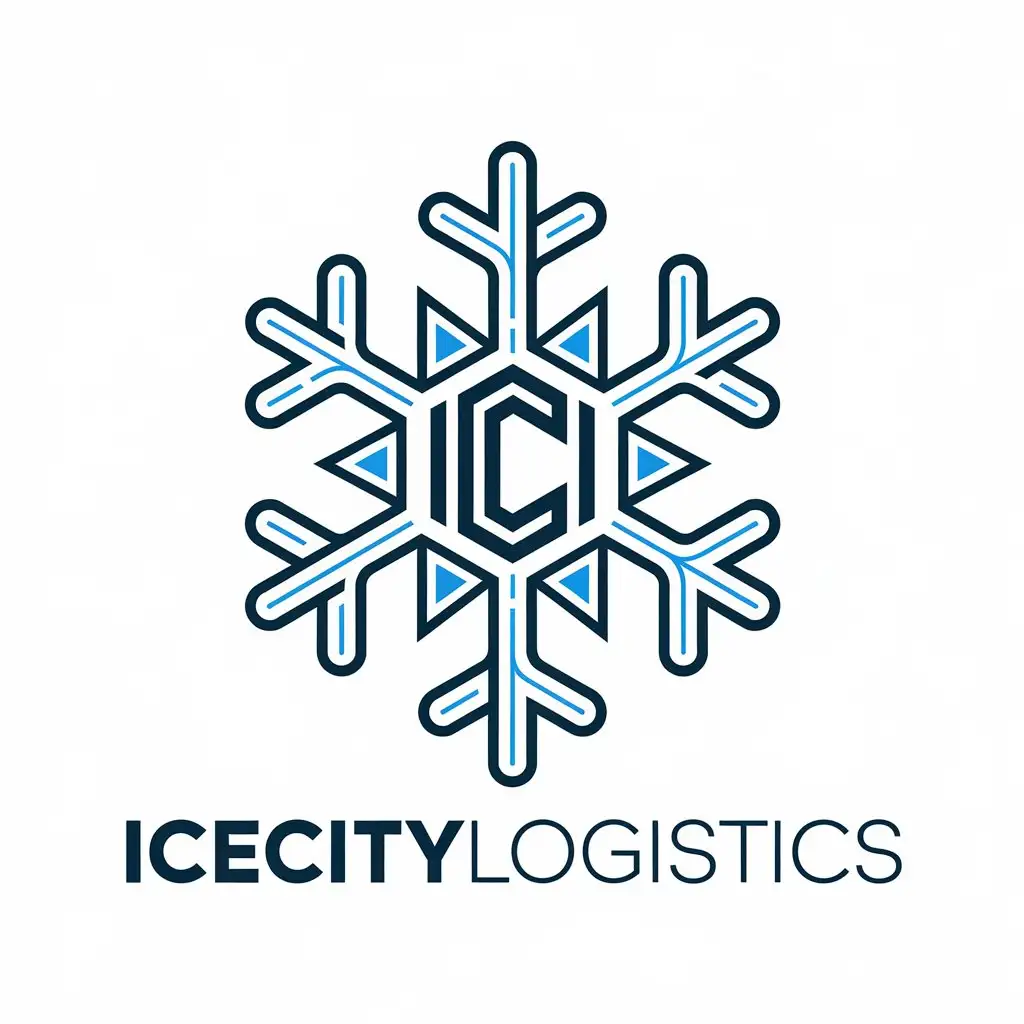 LOGO Design for IceCityLogistics Snowflake Embedded in ICL with Clear Background