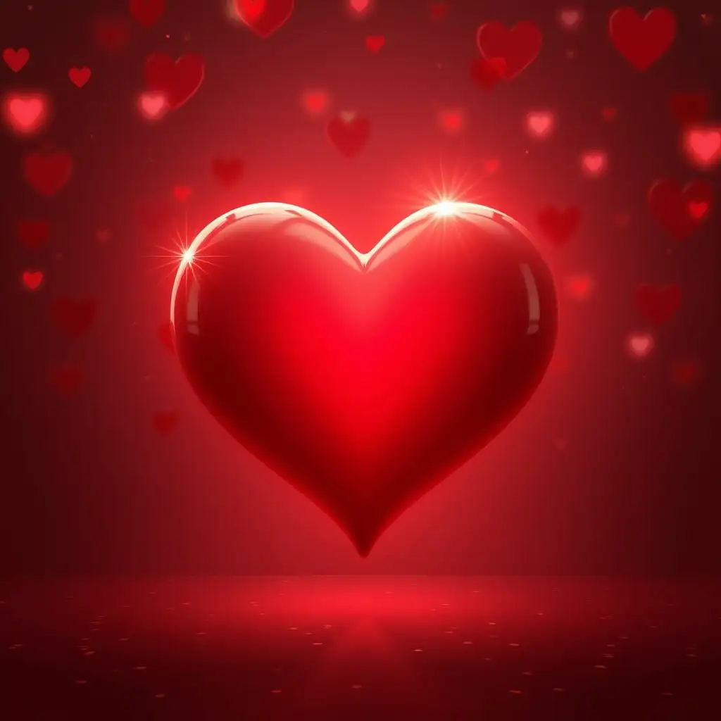 a bright and beautiful red heart on a romantic background for Oksana's Valentine's Day