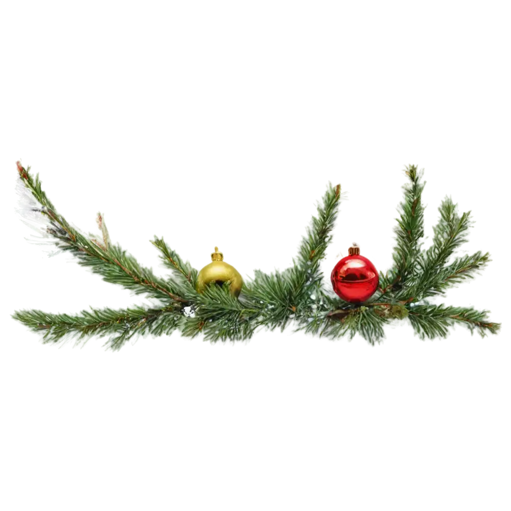 HighQuality-PNG-Image-of-a-Christmas-Tree-Branch-with-Christmas-Tree-Toys-for-Festive-Designs