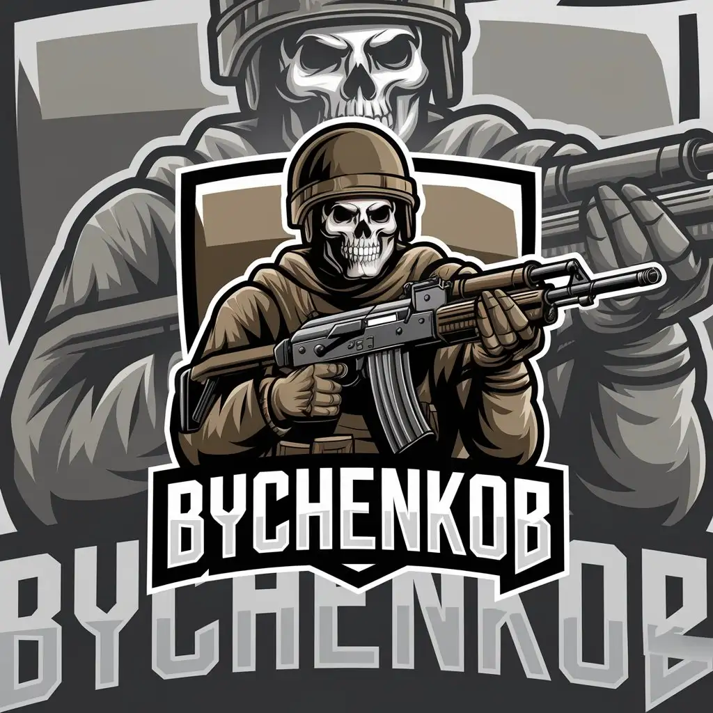 LOGO Design For Bychenkov Private Military Company Warrior Skull AK12