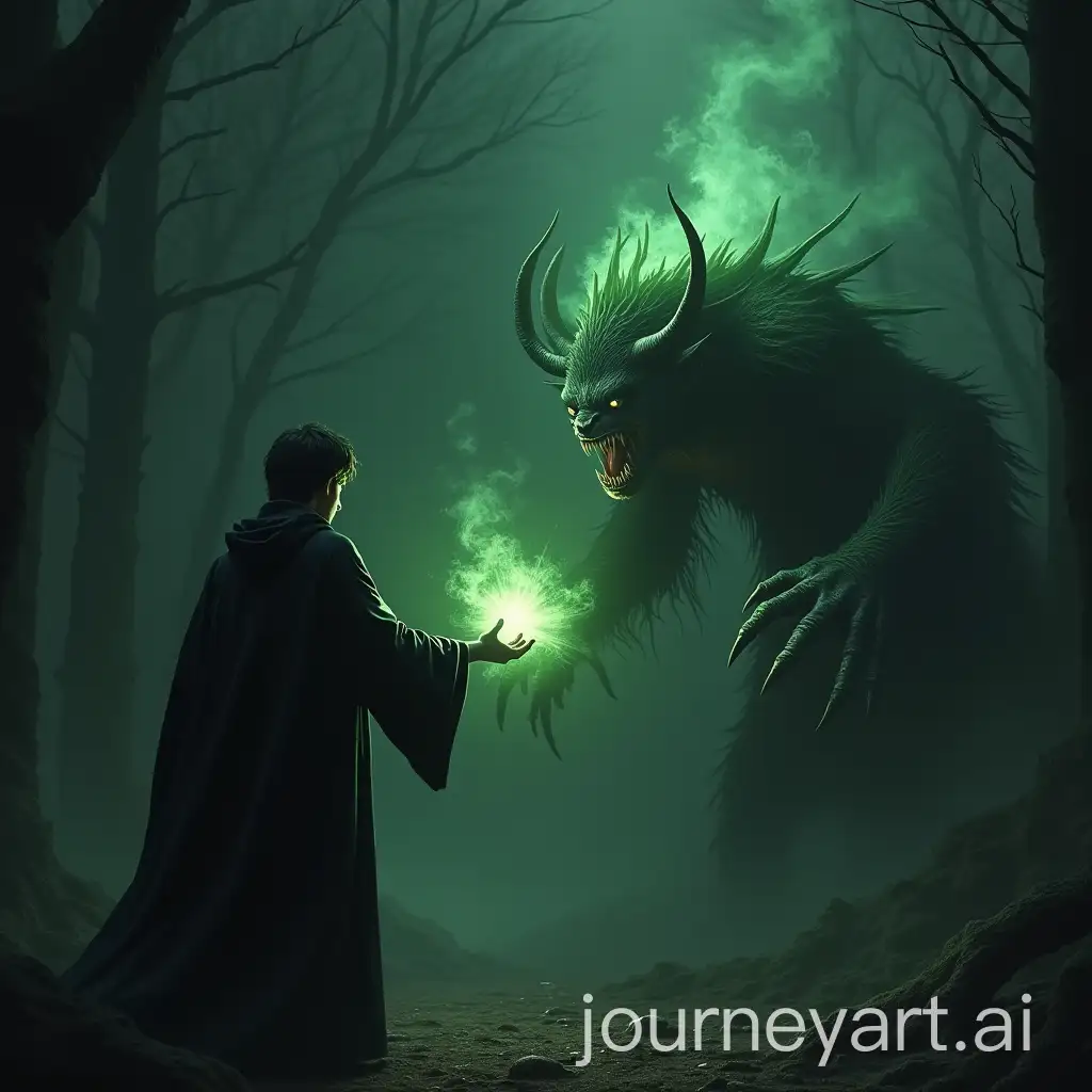 Magical-Duel-Wizard-Casting-Patronus-Against-Elemental-Monster