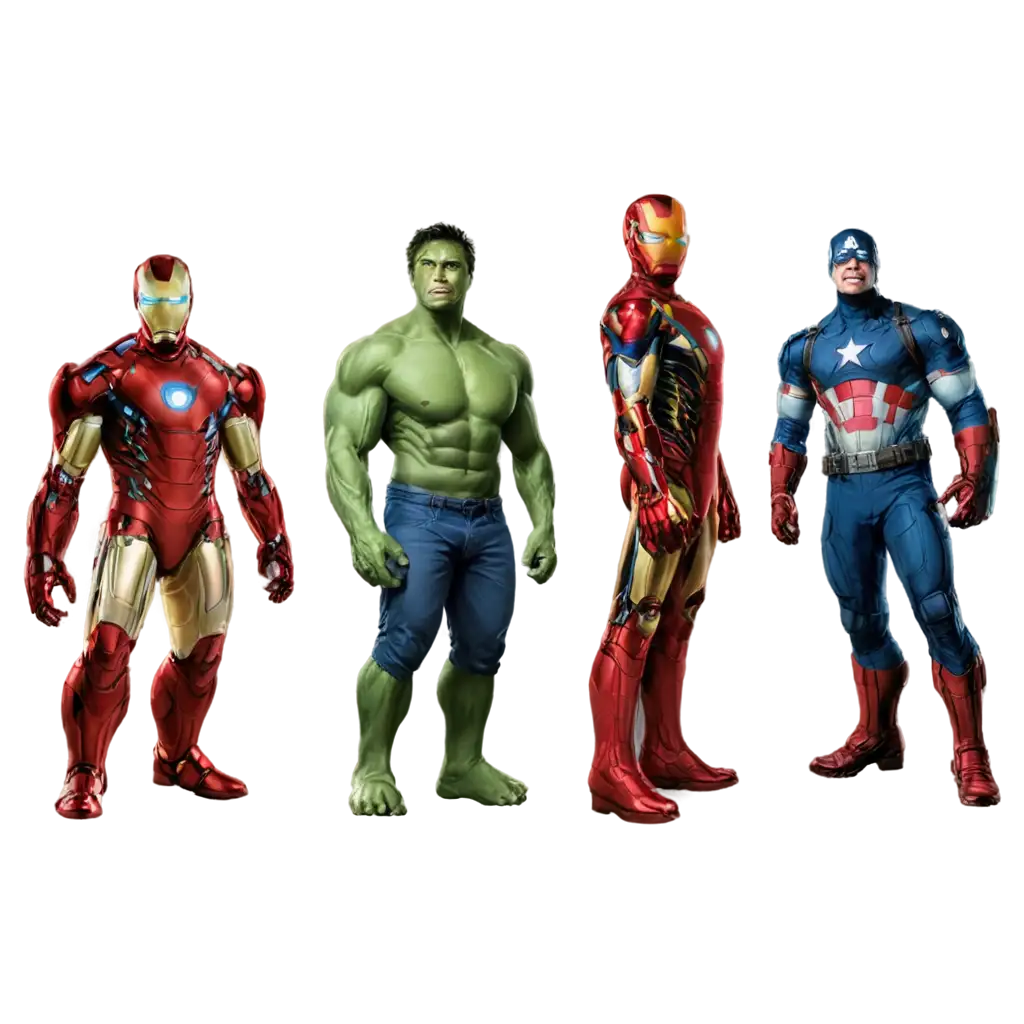 Iron-Man-Hulk-Jackie-Chan-SpiderMan-and-Captain-America-Standing-Together-PNG-HighQuality-Action-Image-for-Digital-Art