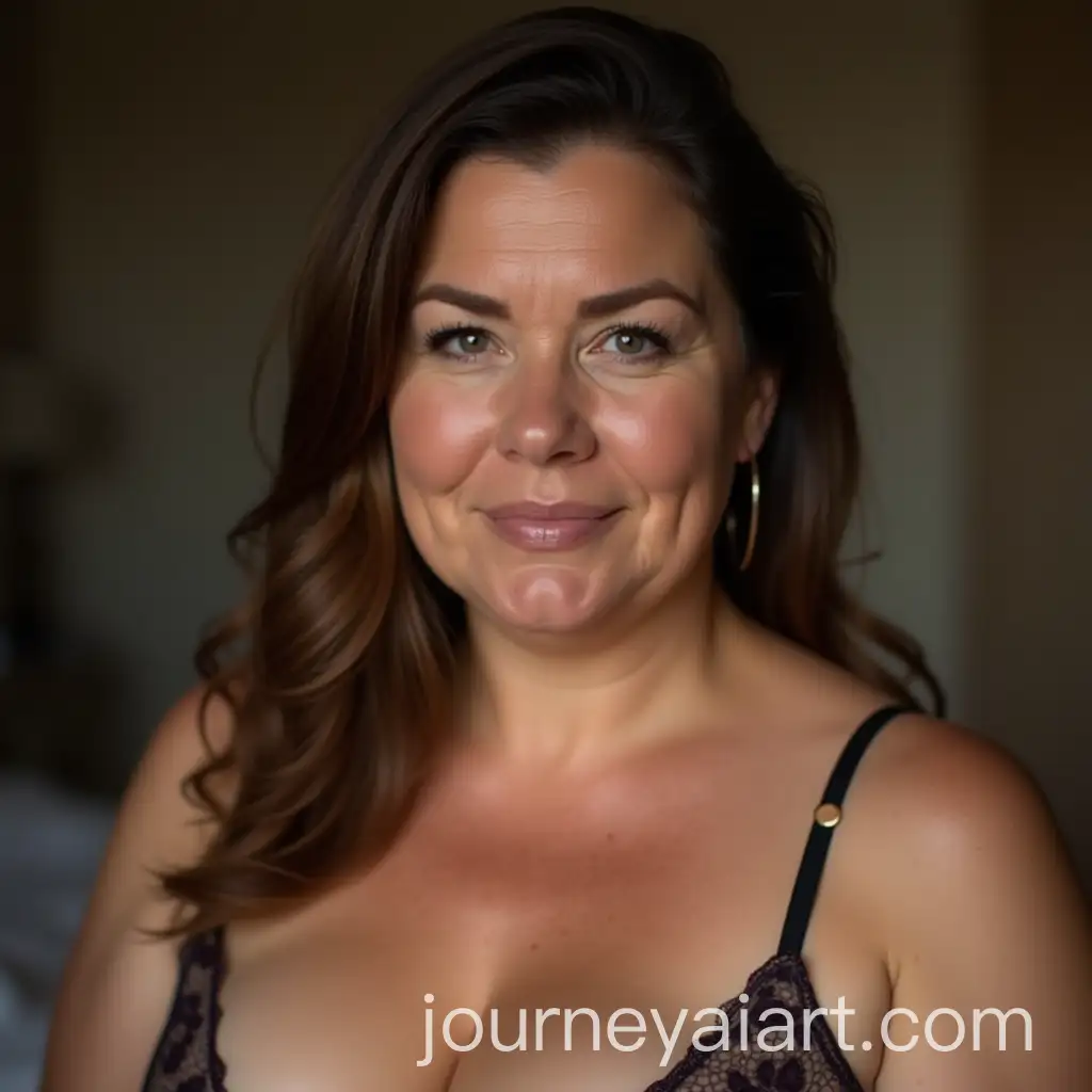 MiddleAged-Woman-in-Lingerie-with-Brown-Straightened-Hair-and-Double-Chin