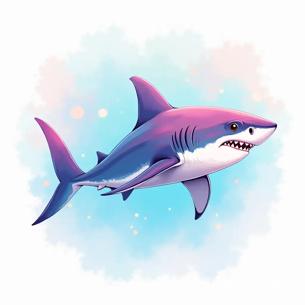 Vibrant-Watercolor-Cute-Shark-Icons-in-Playful-Style