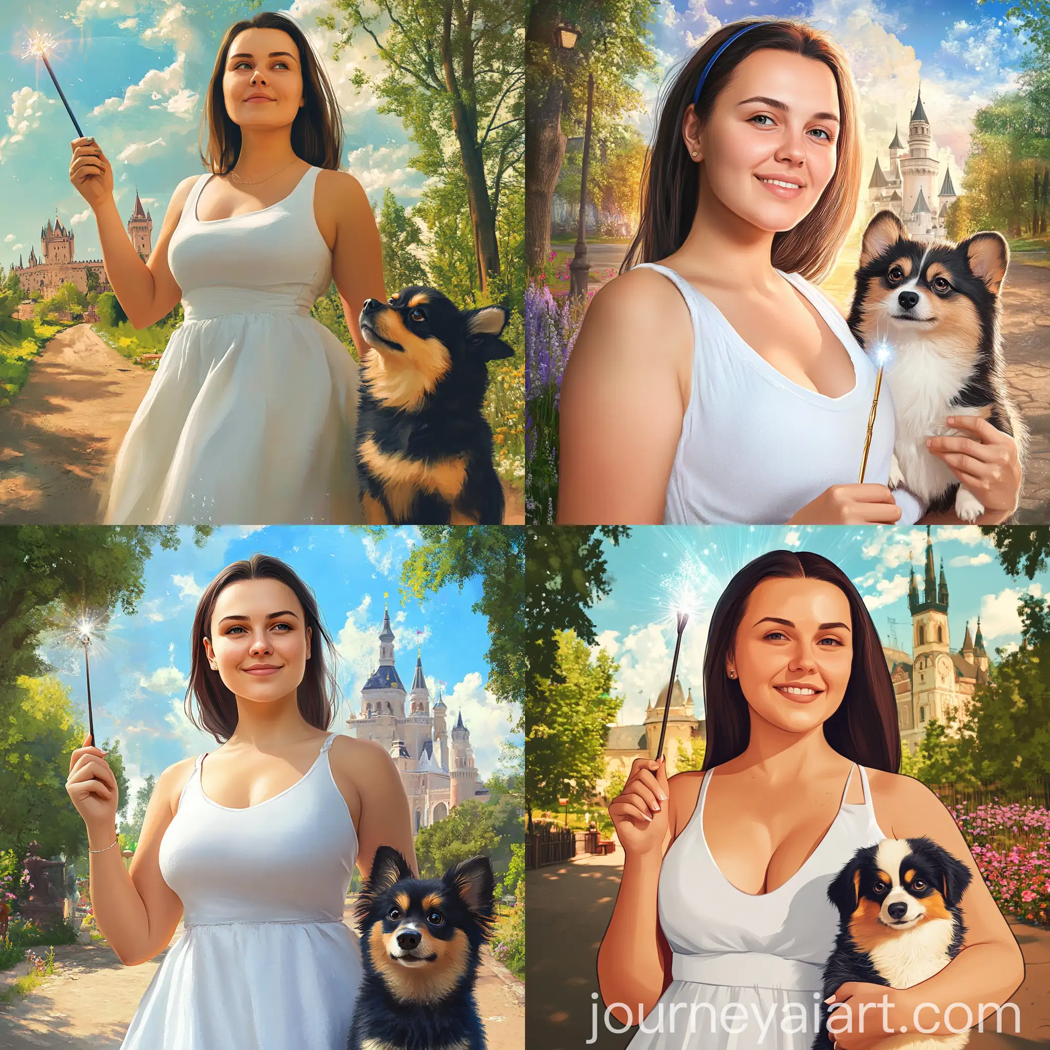 Whimsical-Princess-and-Fluffy-Dog-Adventure-in-Enchanted-Kingdom