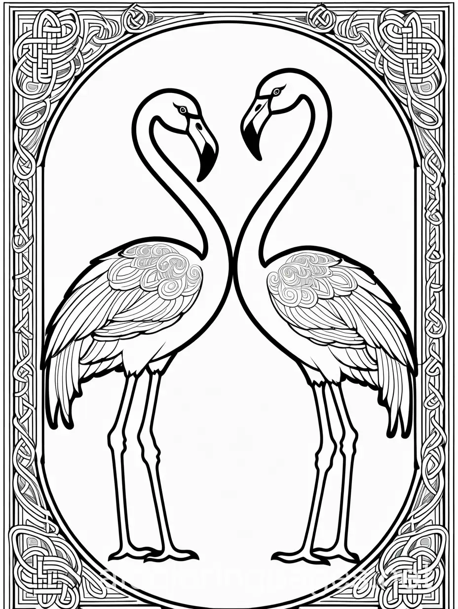 Celtic-Flamingos-Coloring-Page-Line-Art-on-White-Background