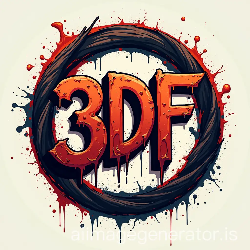 Graffiti-Style-3DF-Letter-and-Number-Logo-in-Circle-Design