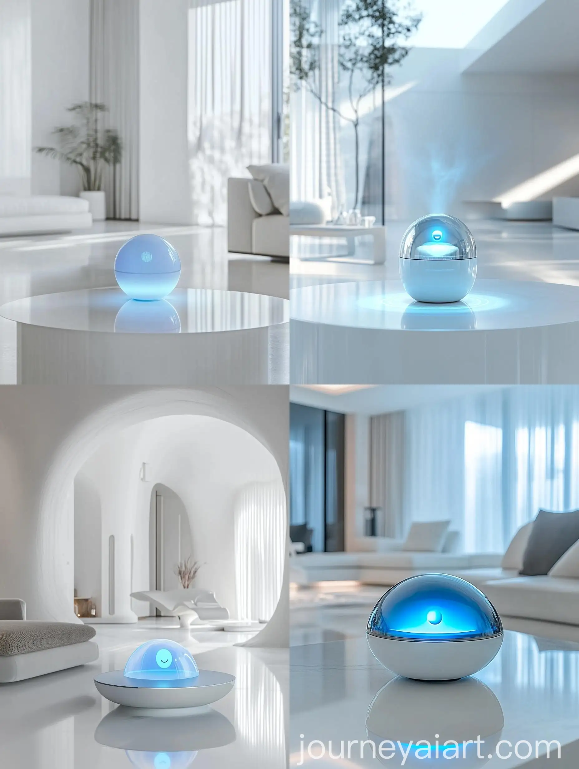 Futuristic-Minimalistic-Holographic-Disk-with-Smiling-Person-Projection