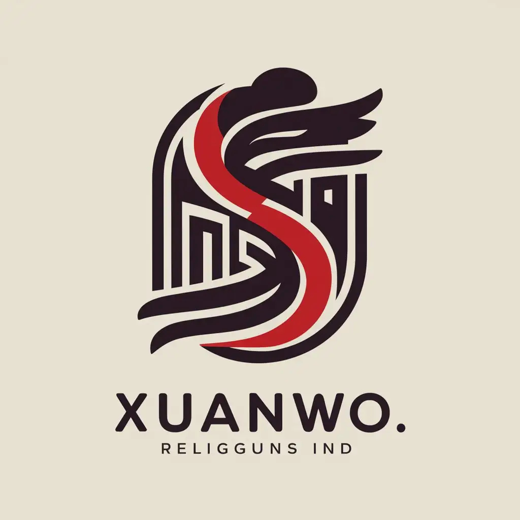 a vector logo design,with the text "xuanwo", main symbol:irregular whirlwind city smoke mysterious horror black color deep purple deep red,complex,be used in Religious industry,clear background