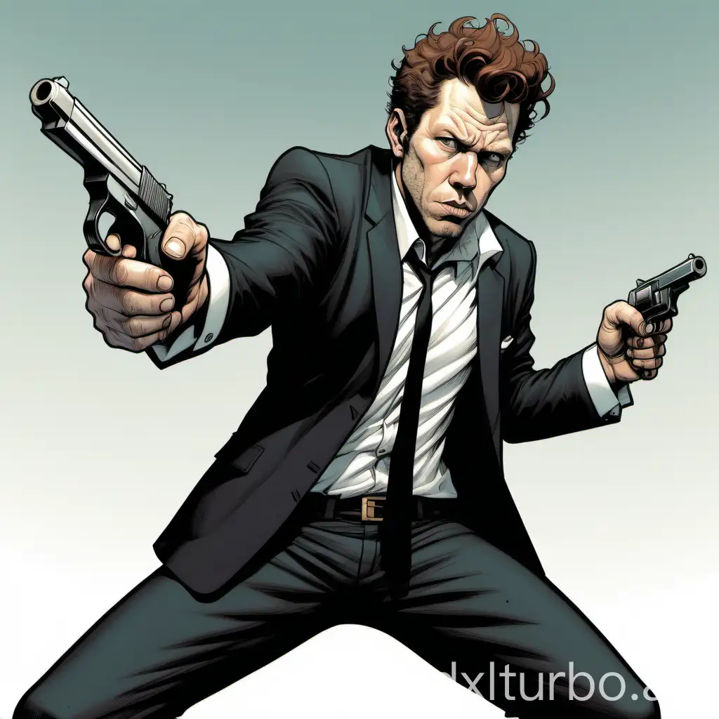 Frank-Cho-Digital-Comics-Art-Tom-Waits-with-Pistol-in-Black-Suit