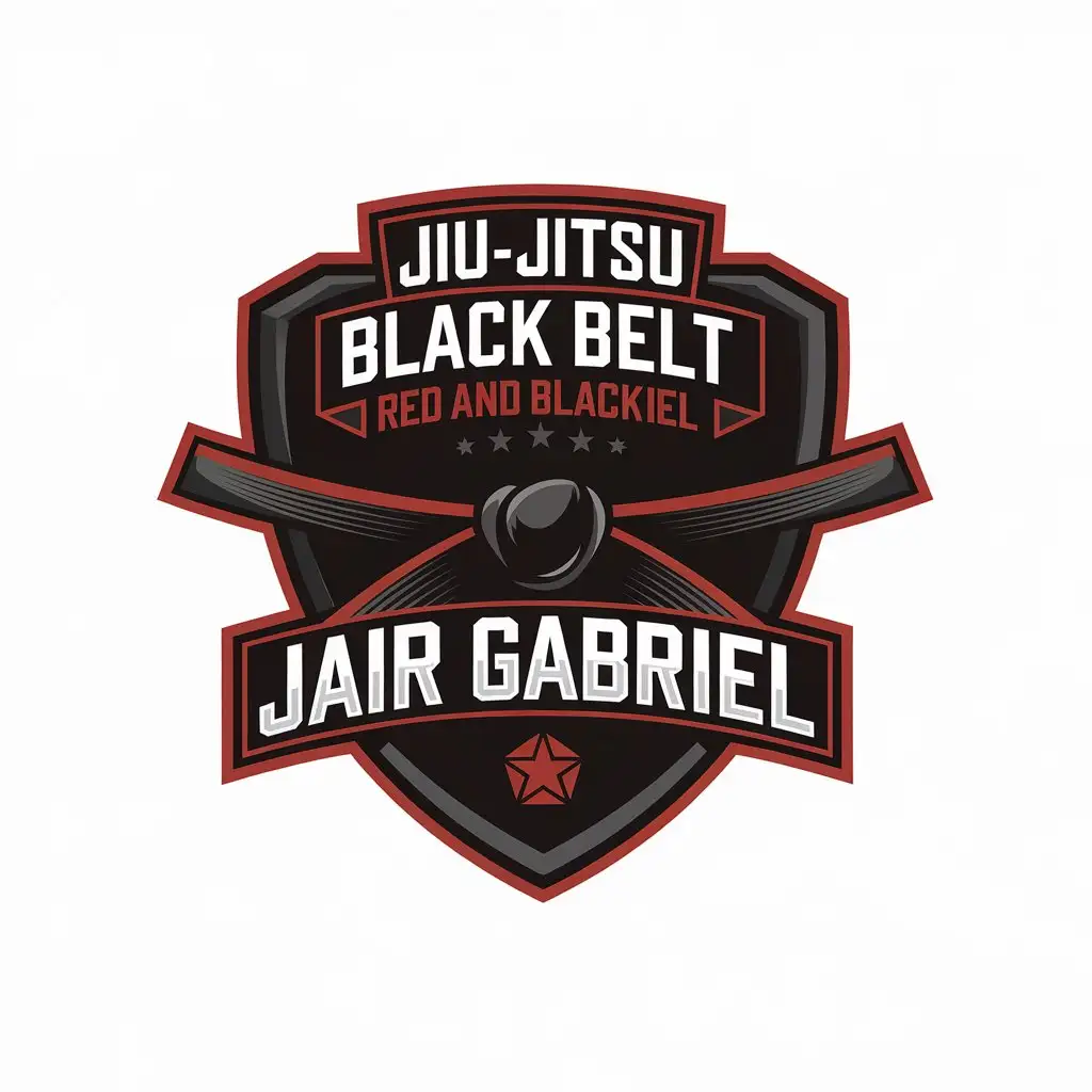 LOGO Design For JiuJitsu Black Belt Red and Black Shield Featuring Jair Gabriel