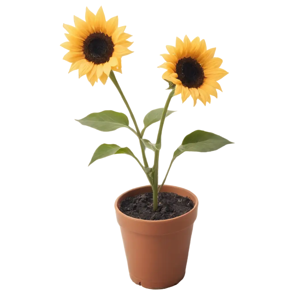 Potted-Sunflower-Plant-PNG-Vibrant-Image-of-Sunflowers-with-Minimal-Leaves