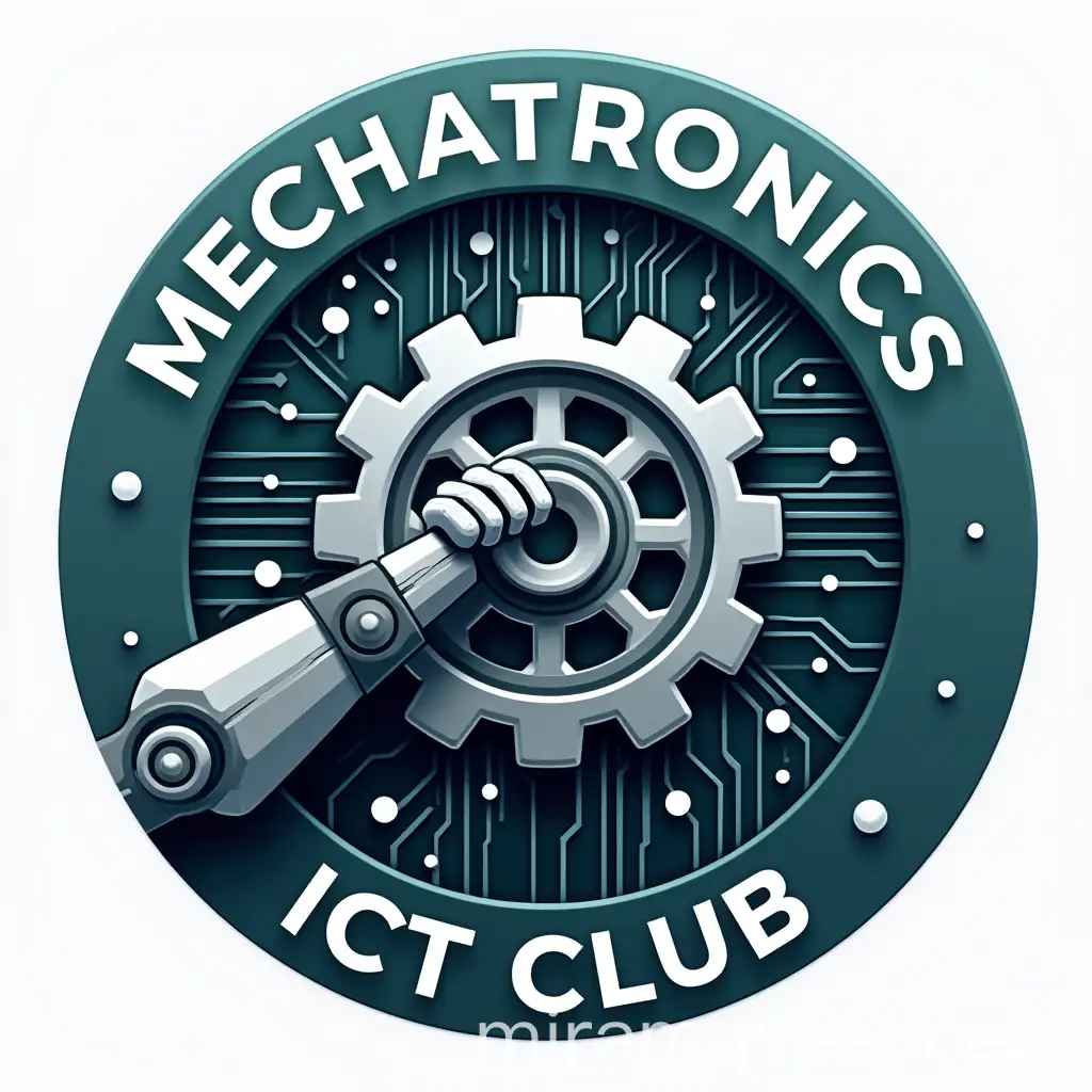 Sleek Circular Logo for Mechatronics ICT Club with Gear and Circuit Design