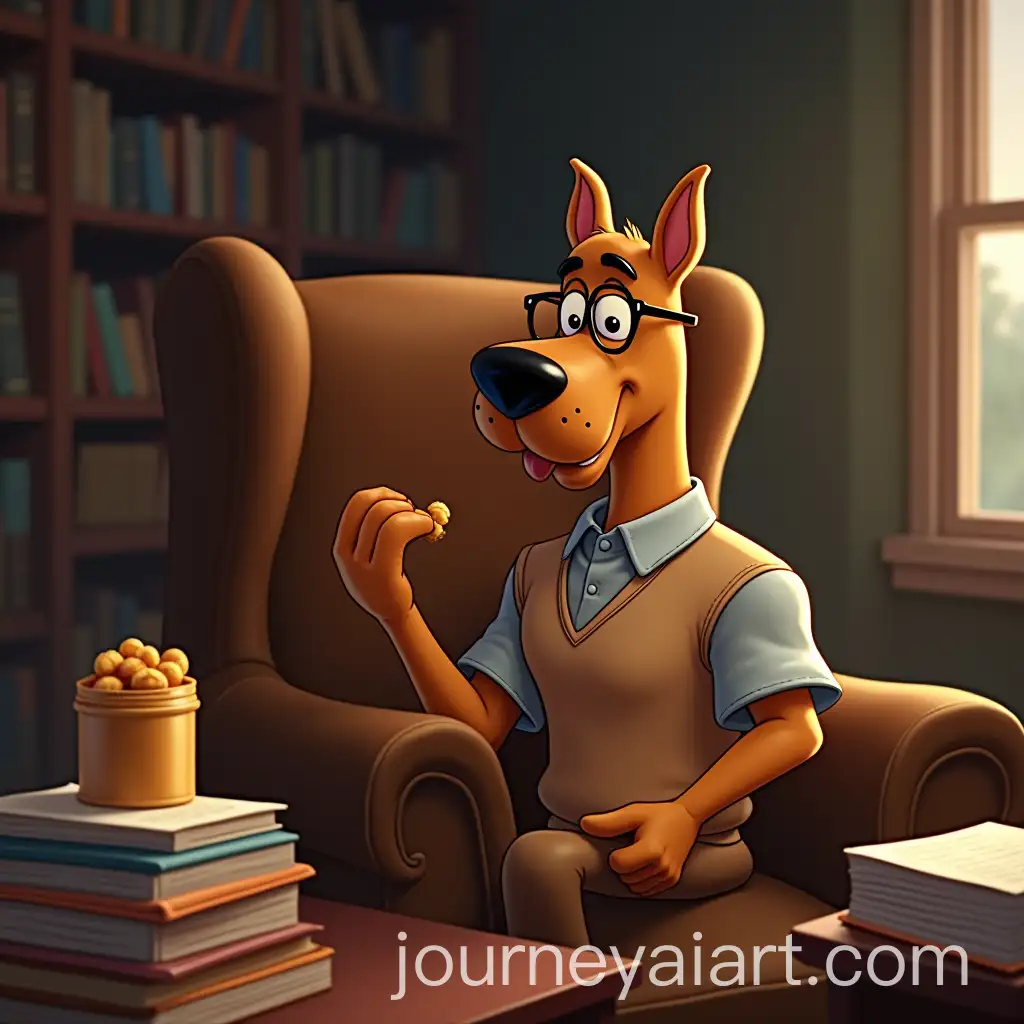 Intellectual-Shaggy-in-Library-Enjoying-Scooby-Snacks