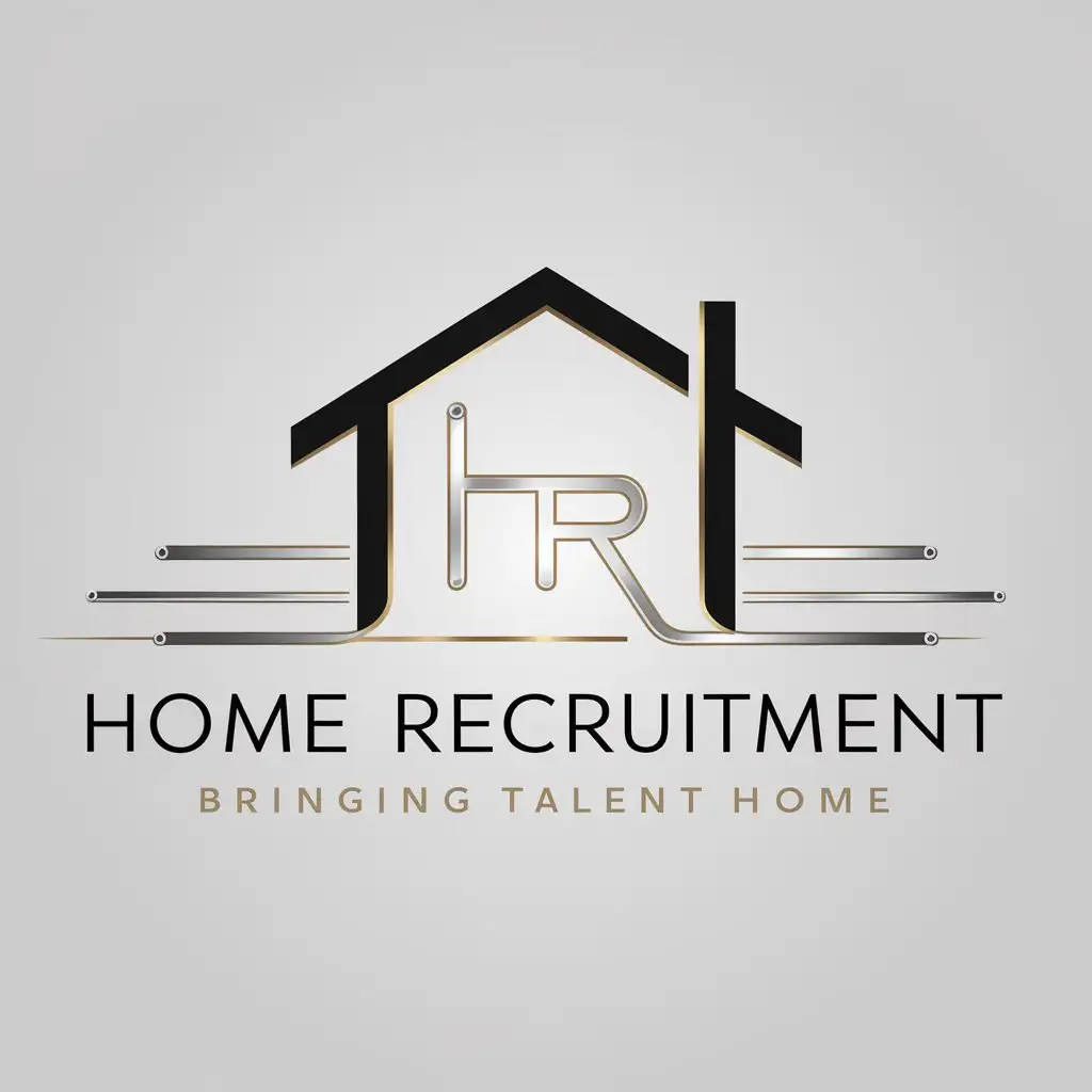 LOGO Design for Home Recruitment Black Gold or Silver with House and Connection Symbols