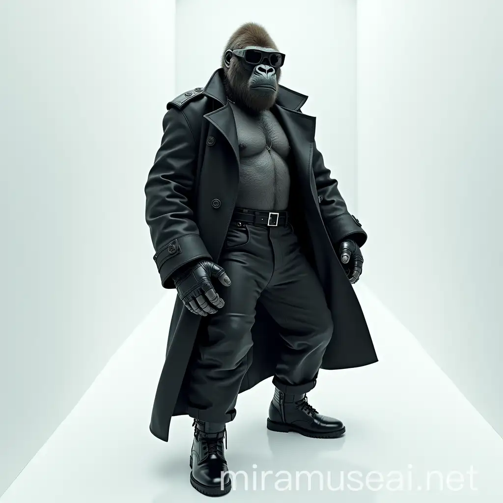 Cyberpunk Gorilla in Fashion Show White Room