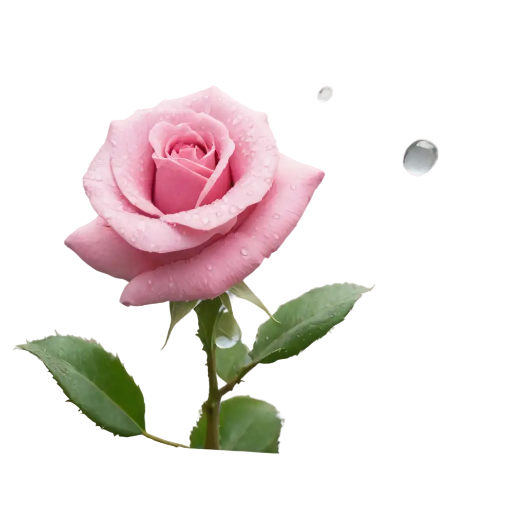 pink rose with dew drops