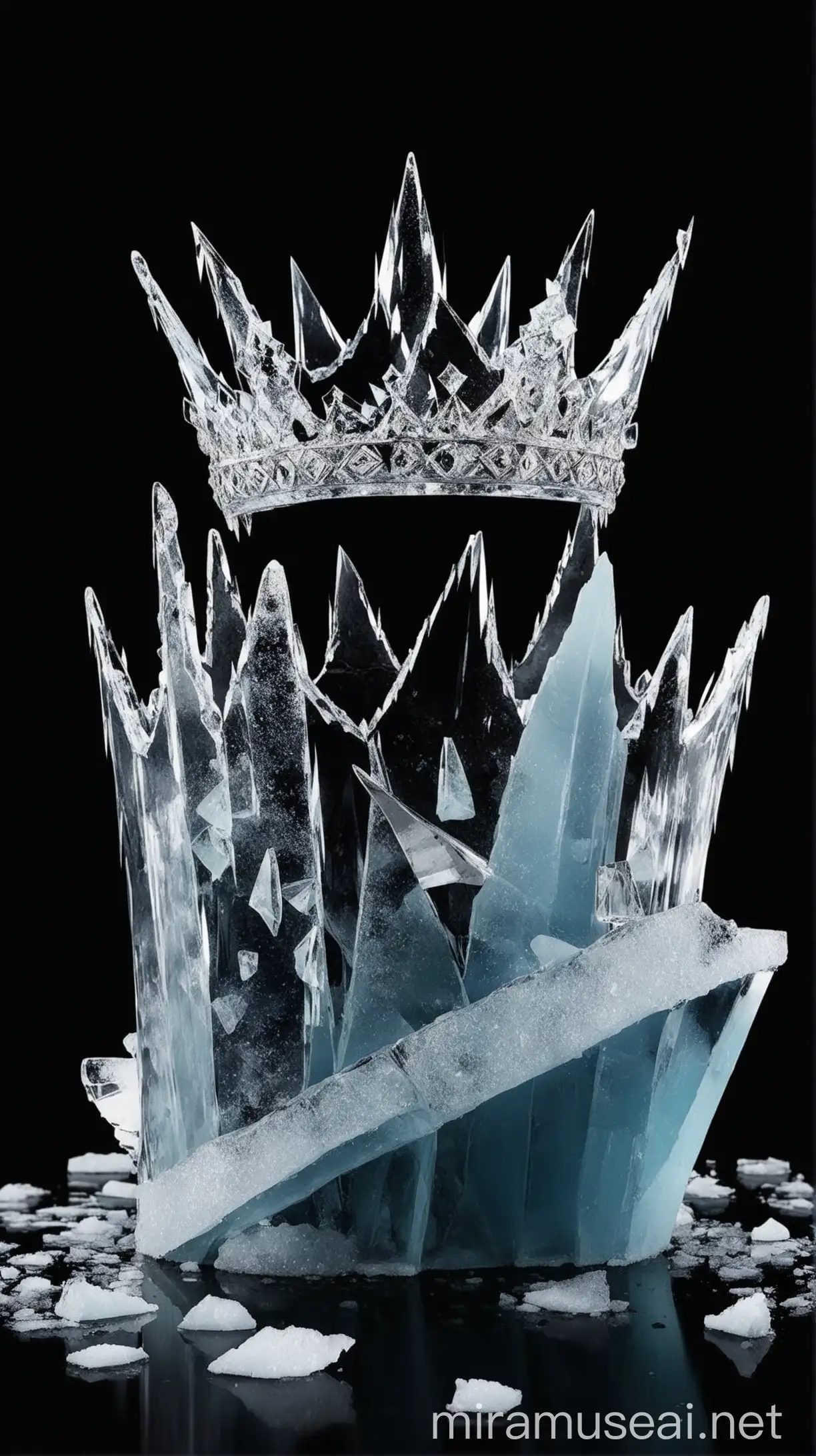 Broken Ice Crown on Dark Background