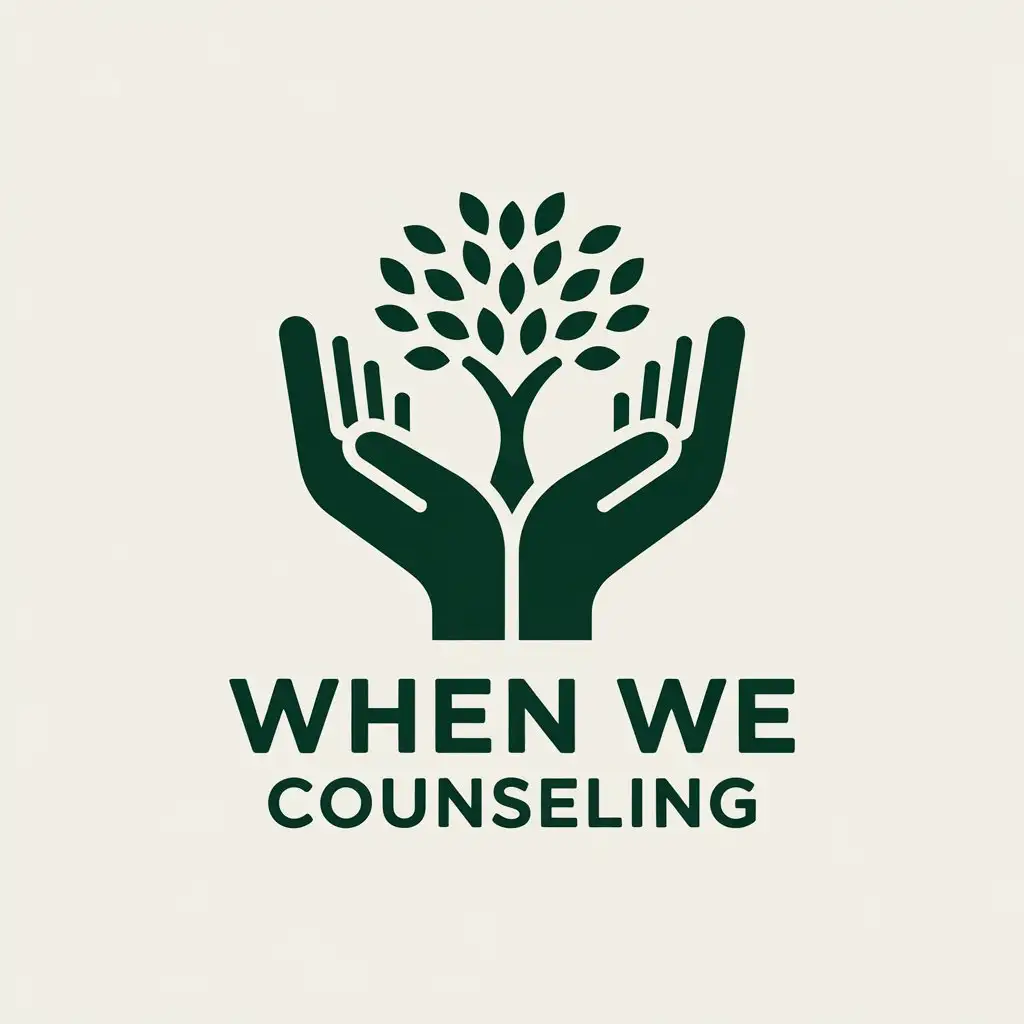 LOGO Design for WHEN WE COUNSELING Hands and Tree Symbol with a Moderate and Clear Style