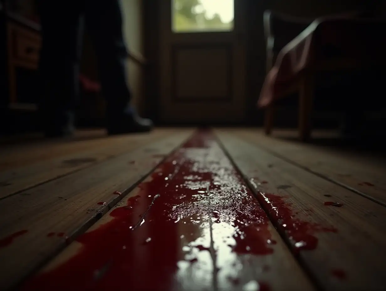 Blood-Trail-on-Wooden-Floor-in-an-Old-Cabin