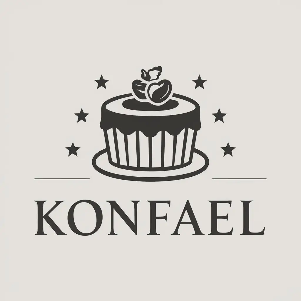 a vector logo design,with the text "KONFAEL", main symbol:CAKE,Moderate,clear background