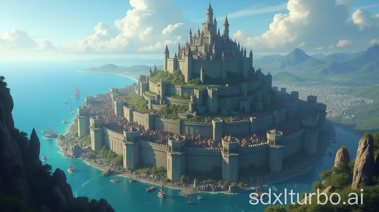 Fantasy-City-with-Three-Tiers-and-Castle-Overlooking-the-Sea