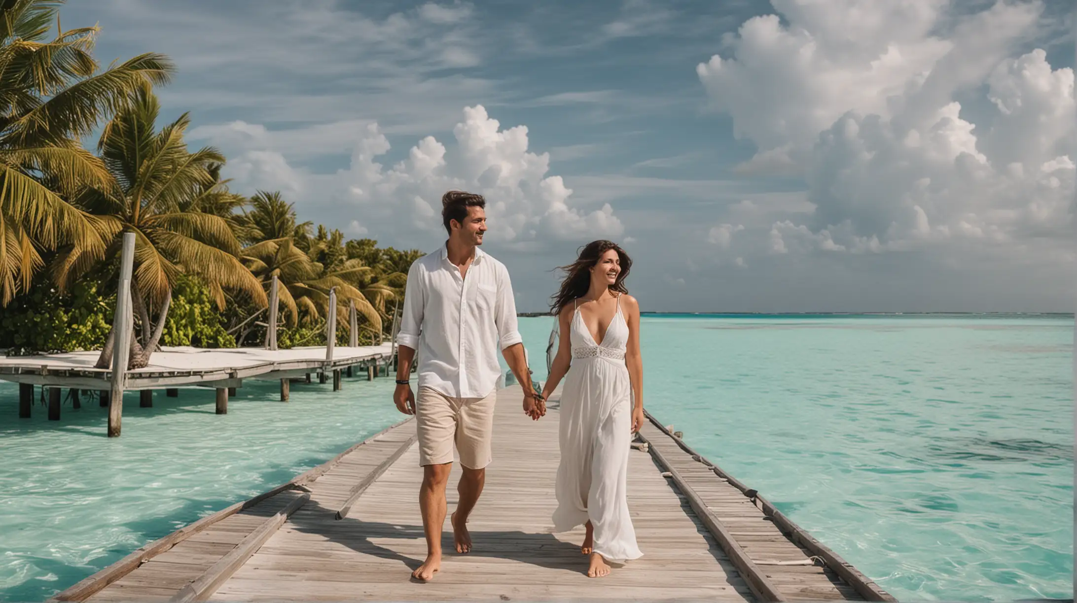 Romantic Couple Enjoying Paradise in Maldives