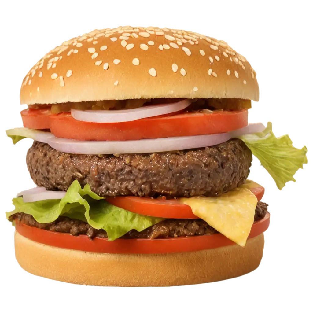 Delicious-Burger-with-Cheddar-Tomato-Lettuce-and-Onion-PNG-Image-for-HighQuality-Visuals