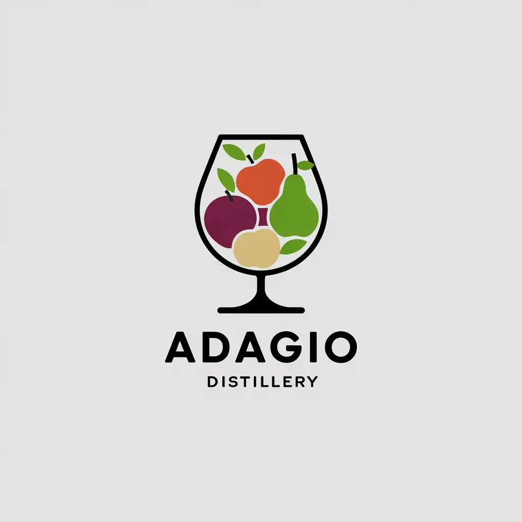 LOGO-Design-for-Adagio-Distillery-Minimalist-Brandy-Glass-with-Fruit-Accents