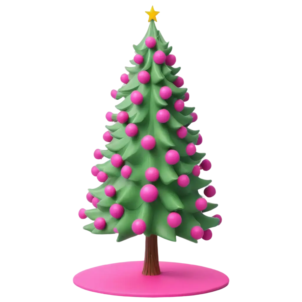 3D-Magenta-New-Years-Tree-PNG-Image-for-Vibrant-Holiday-Designs