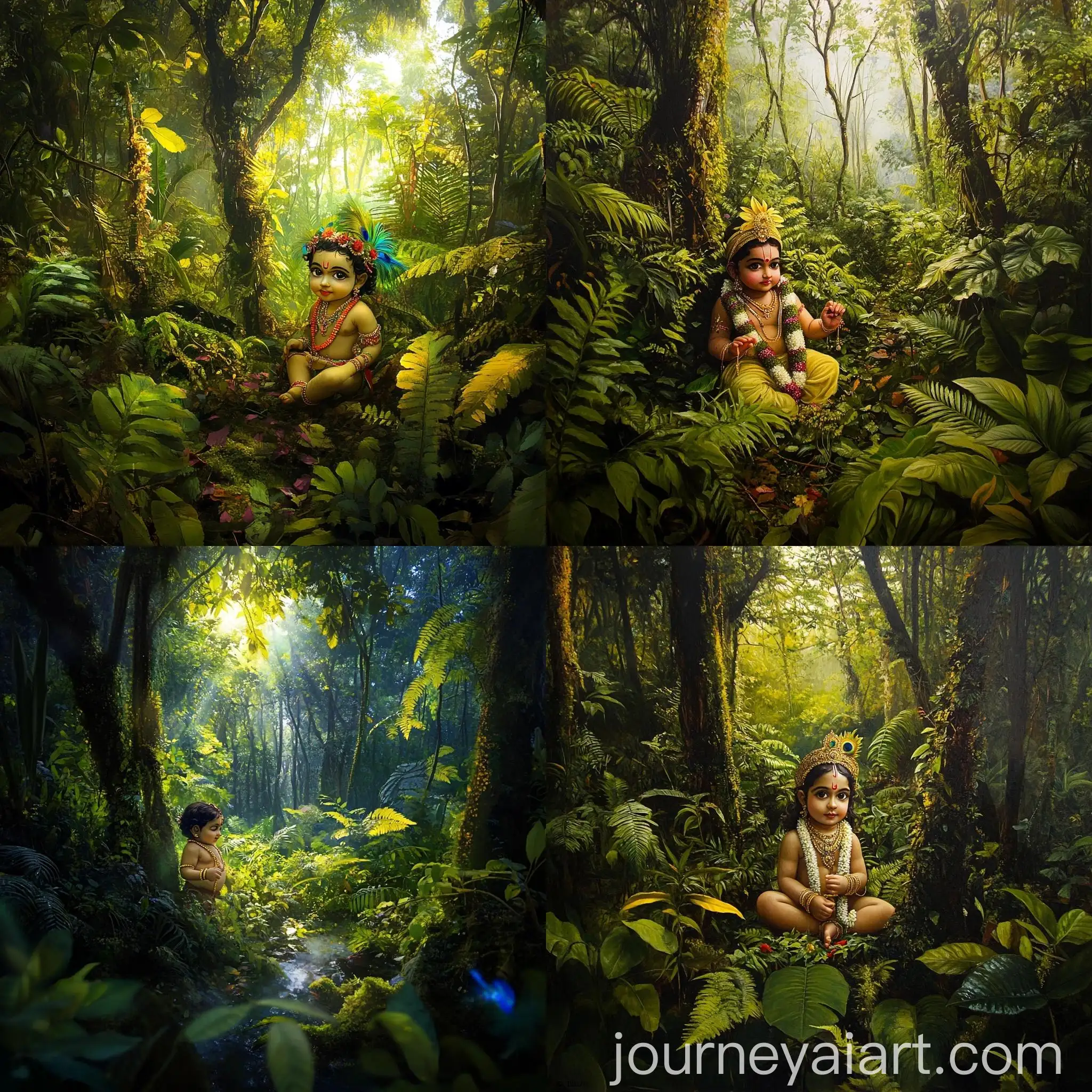Lord-Baby-Krishna-in-Forest-Serenity
