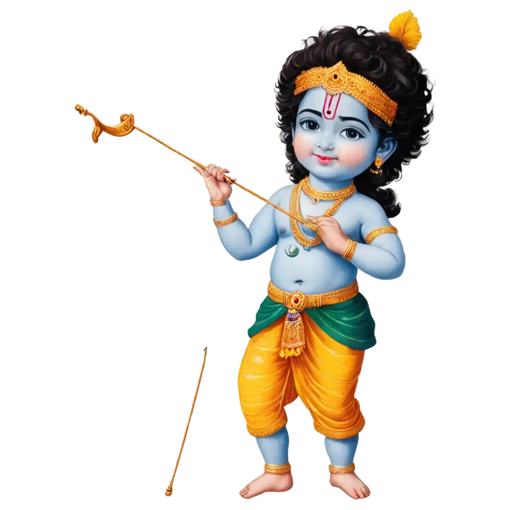 Little-Cute-Lord-Krishna-Saying-Good-Morning-HighQuality-PNG-Image-for-Your-Creative-Needs