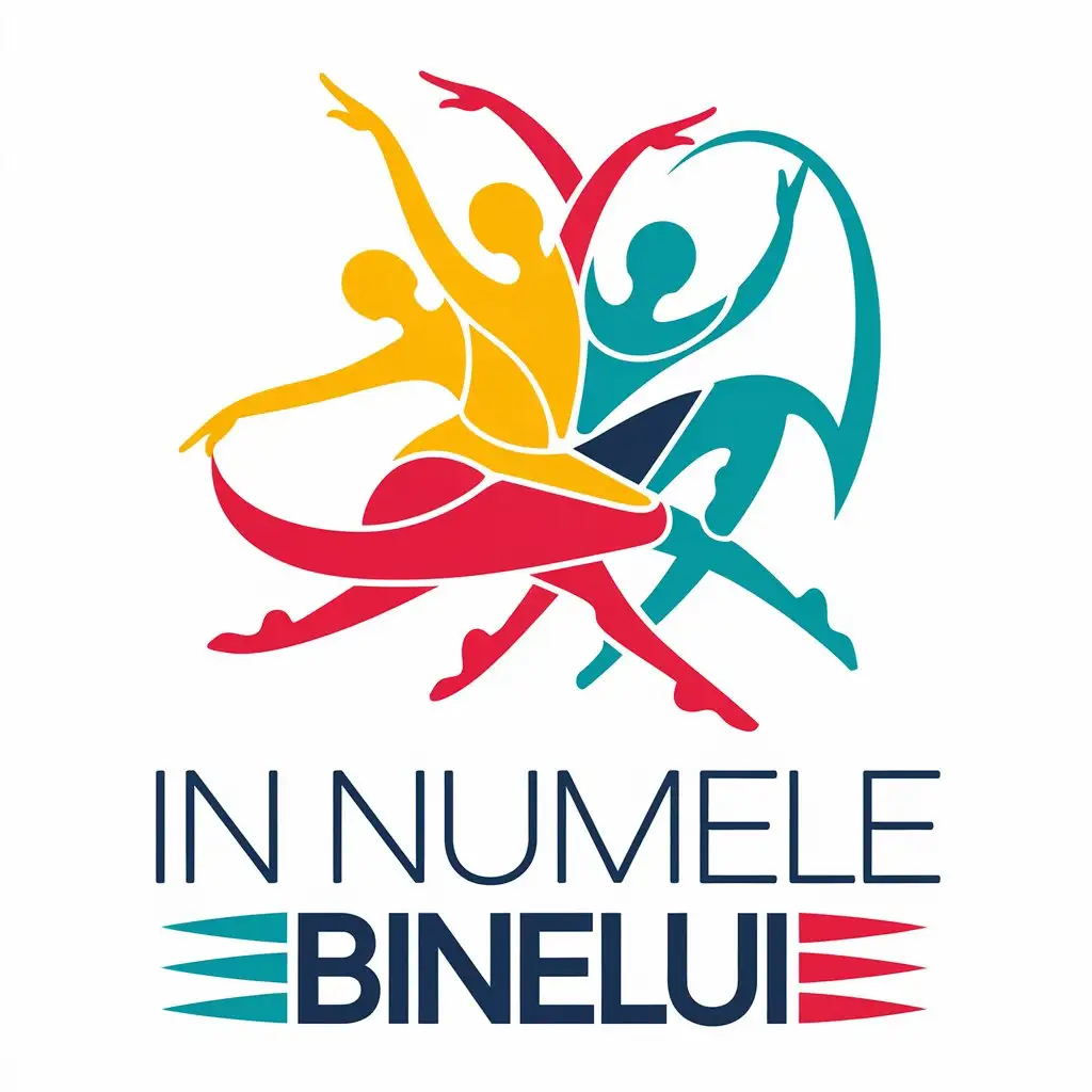 LOGO Design for In Numele Binelui Yellow Red Turquoise Dancers Hope Theme for Nonprofit