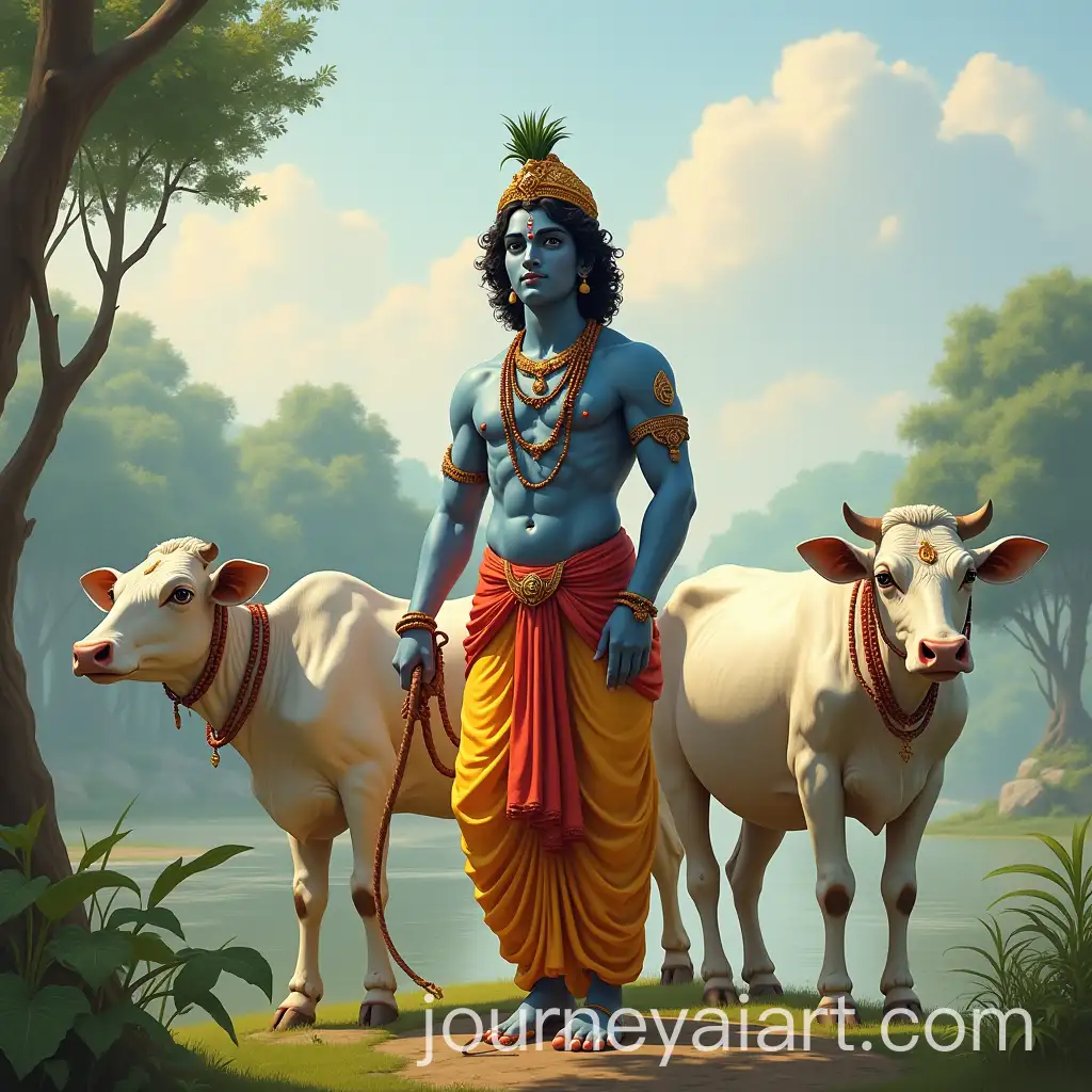 Hindu-God-Krishna-with-Cows-in-a-Serene-Landscape