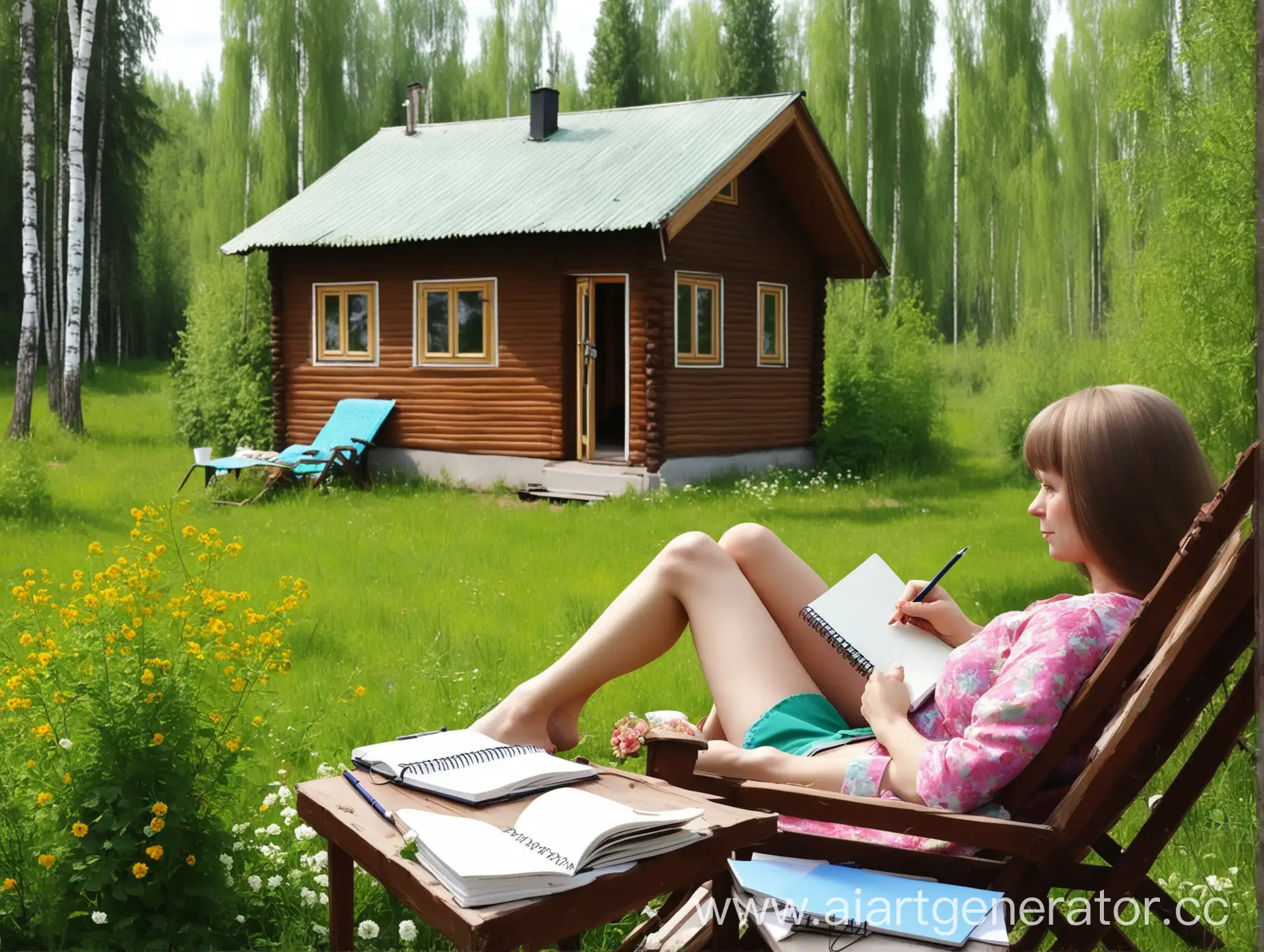 Relaxing-at-the-Dacha-with-a-Notebook