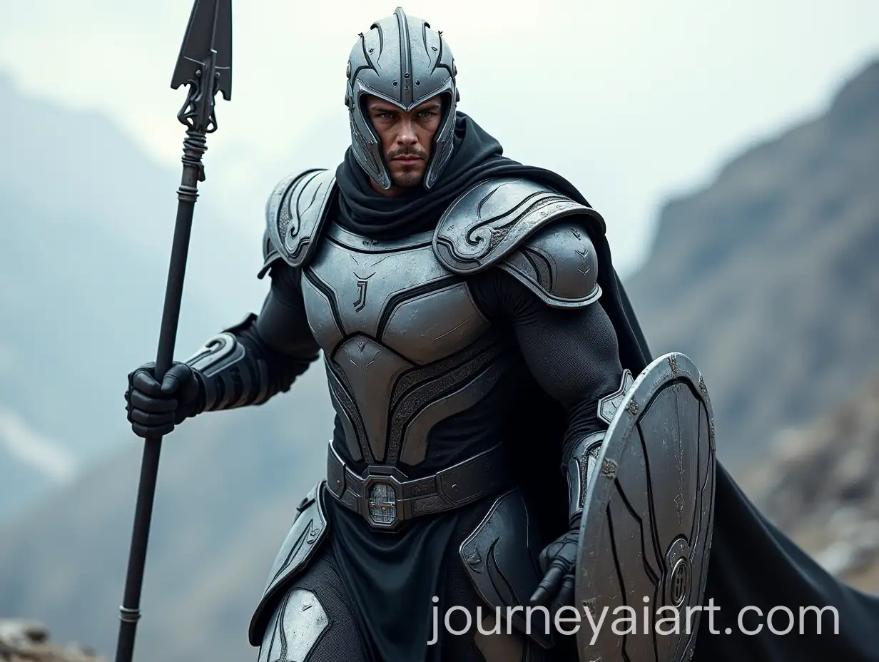 Futuristic-Football-Warrior-of-Juventus-in-Silver-Armor-with-War-Spear-and-Shield