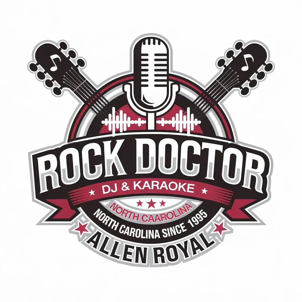 LOGO Design for Rock Doctor DJ Karaoke Microphone Audio Wave Rock n Roll Theme for Entertainment Industry