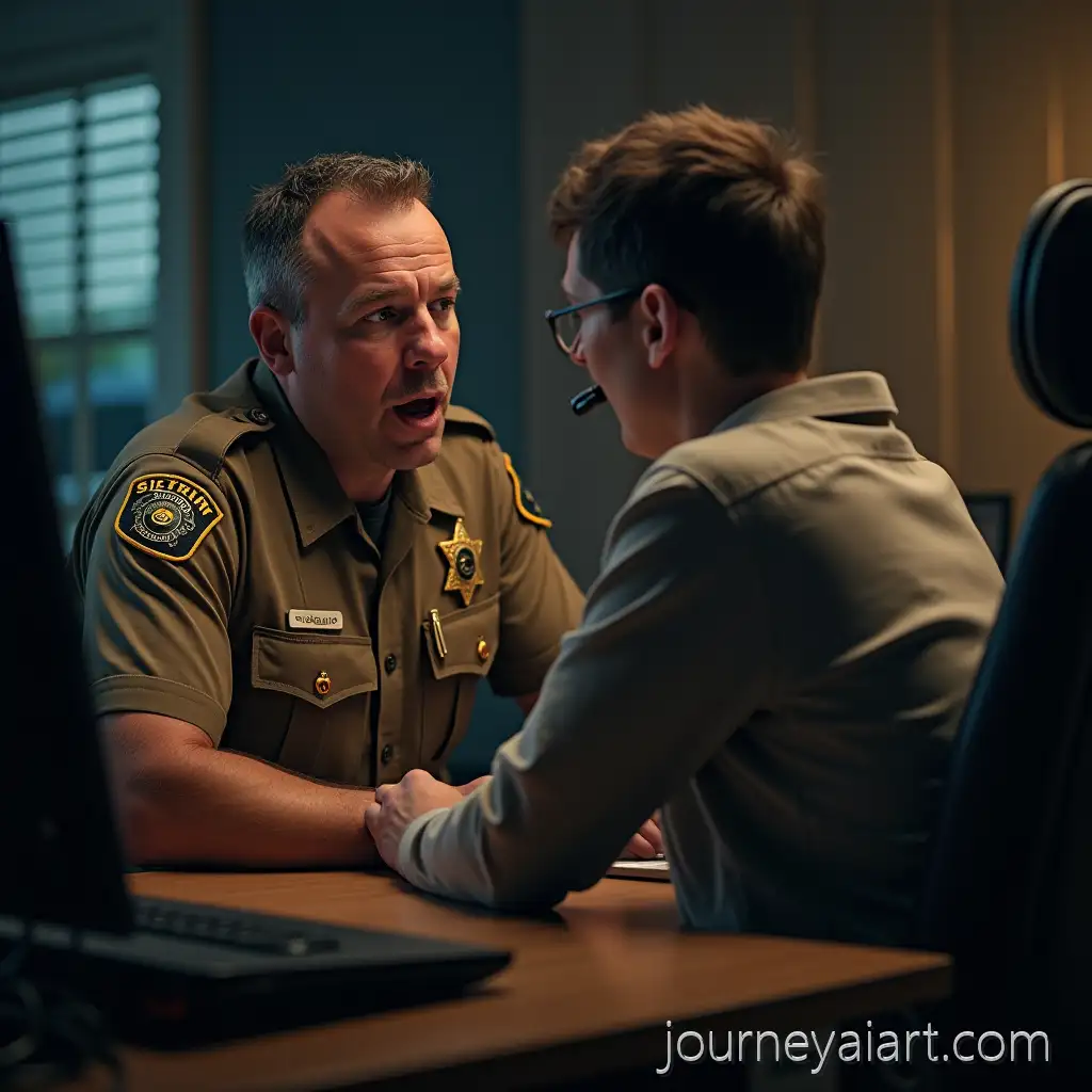 American-Sheriff-Confronting-a-FrightAmerican-sheriff-choking-developerened-Computer-Developer