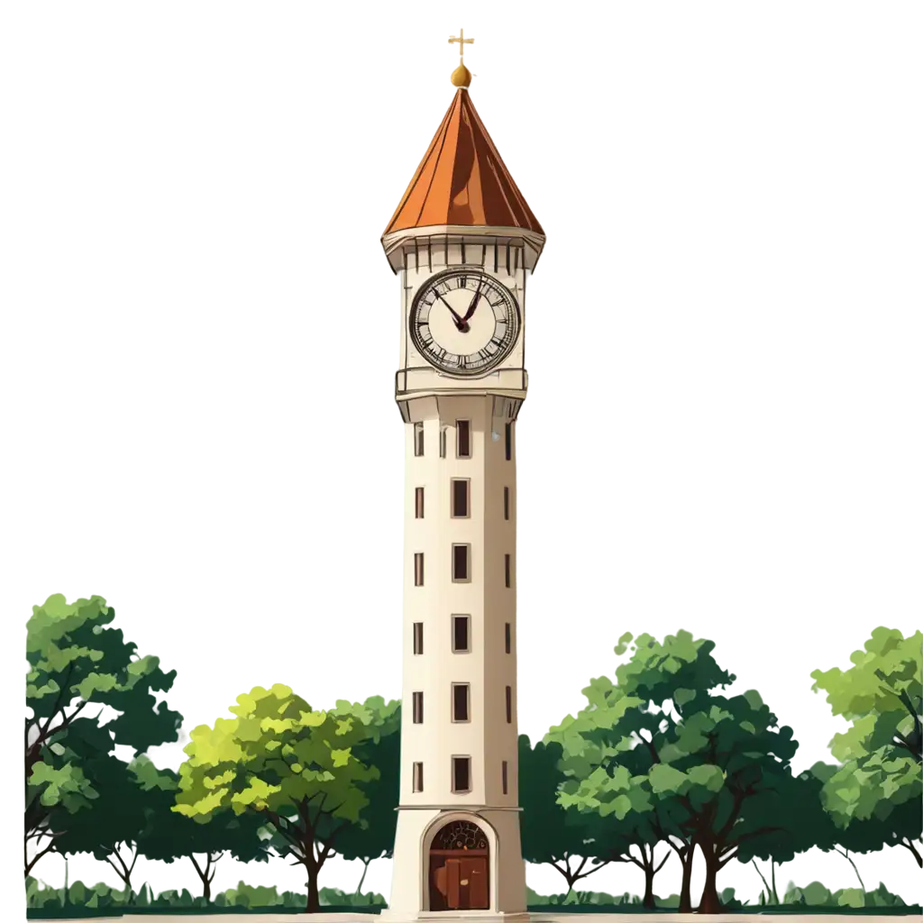 a sunny day clocktower one side clipart