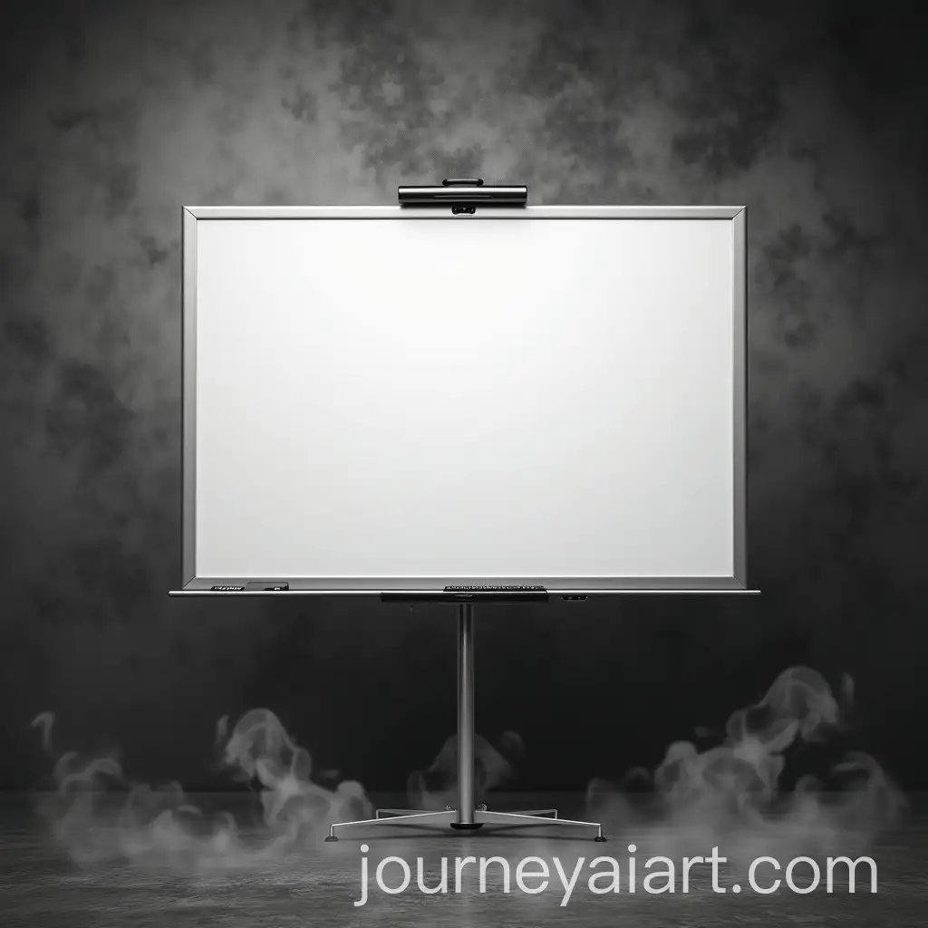 Photorealistic-Electronic-Whiteboard-on-Dark-Gray-Concrete-with-Smoke-Effect