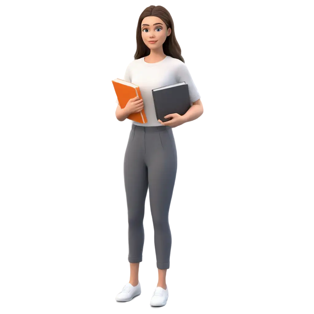 Woman-Holding-Books-in-3D-PNG-Image-Enhancing-Education-and-Literacy-Online