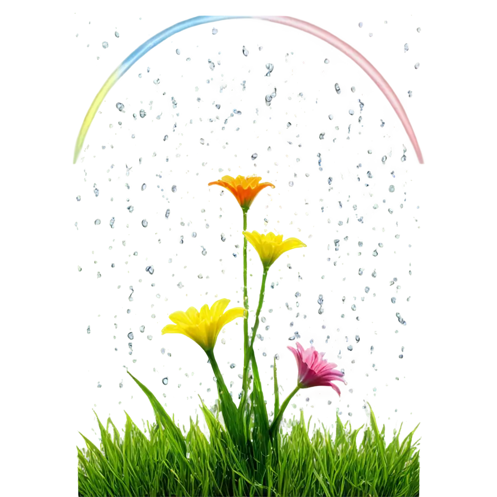 Vibrant-Rain-and-Grass-with-Lili-Flower-and-Rainbow-PNG-for-Stunning-Visual-Appeal