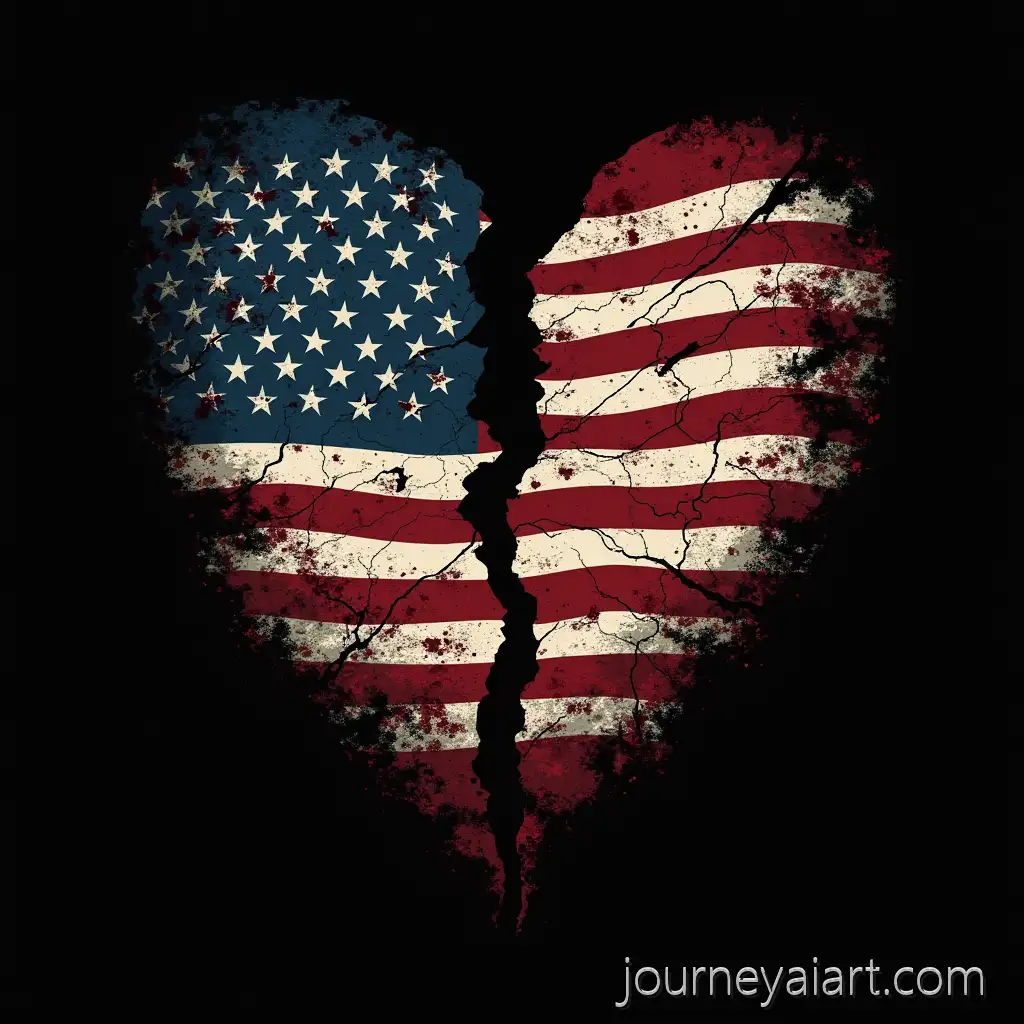 Torn-Broken-American-Flag-Design-forAI-Art-Prompt-Expansion-TShirt-on-Black-Background