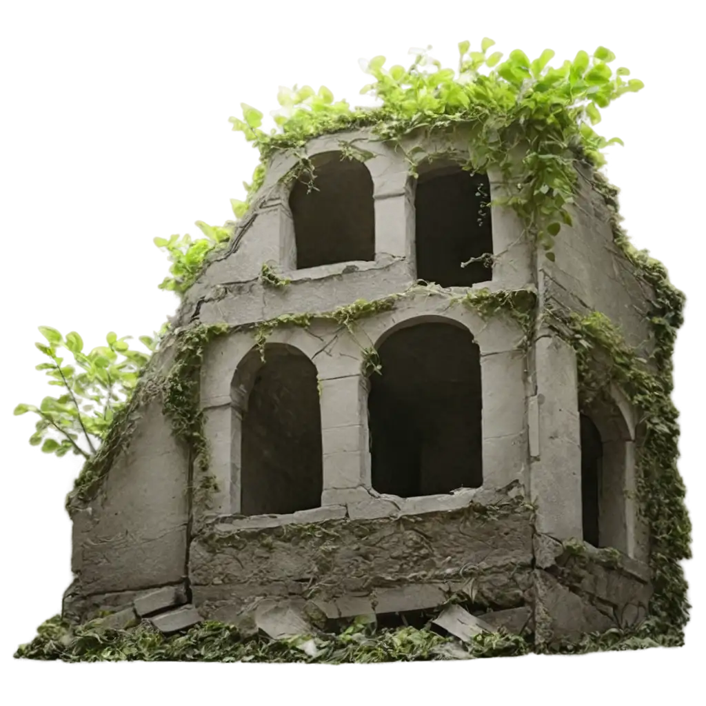 PNG-Image-of-Collapsing-Ruins-with-New-Life-Sprouting-Symbolizing-Renewal-and-Resilience