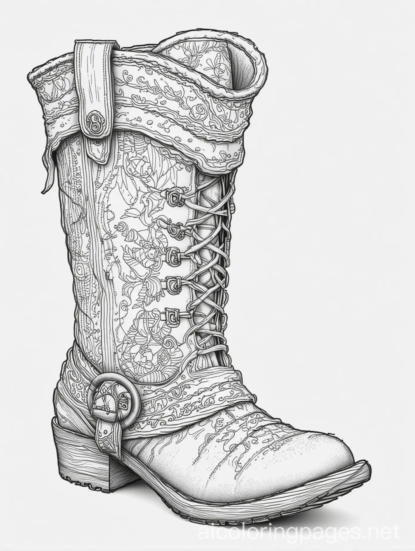 Pirate-Boots-Coloring-Page-in-Black-and-White