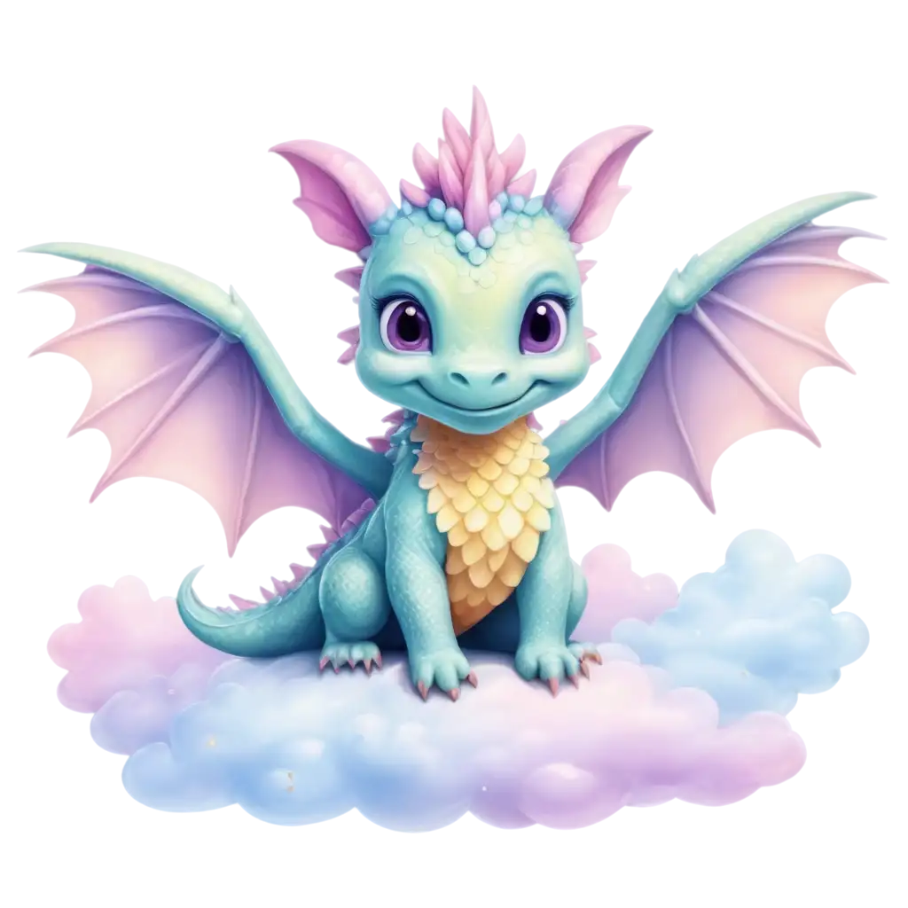 Cute-Pastel-Baby-Dragon-PNG-Sticker-with-Sparkling-Crystal-Orb-Transparent-Background-for-Creative-Projects