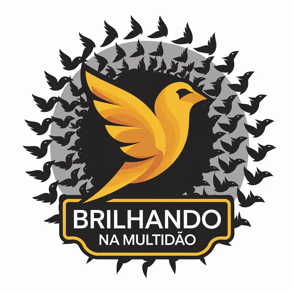 LOGO-Design-for-Brillhando-na-Multido-Yellow-Bird-in-Black-Flock-with-Finance-Industry-Appeal