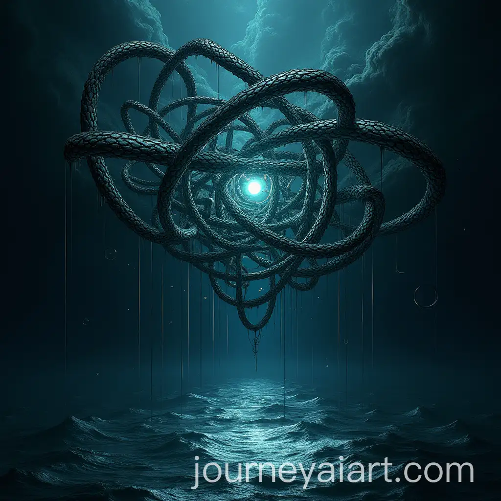 Gothic-Album-Cover-with-Twisted-Metallic-Structures-and-Dark-Ocean-Background