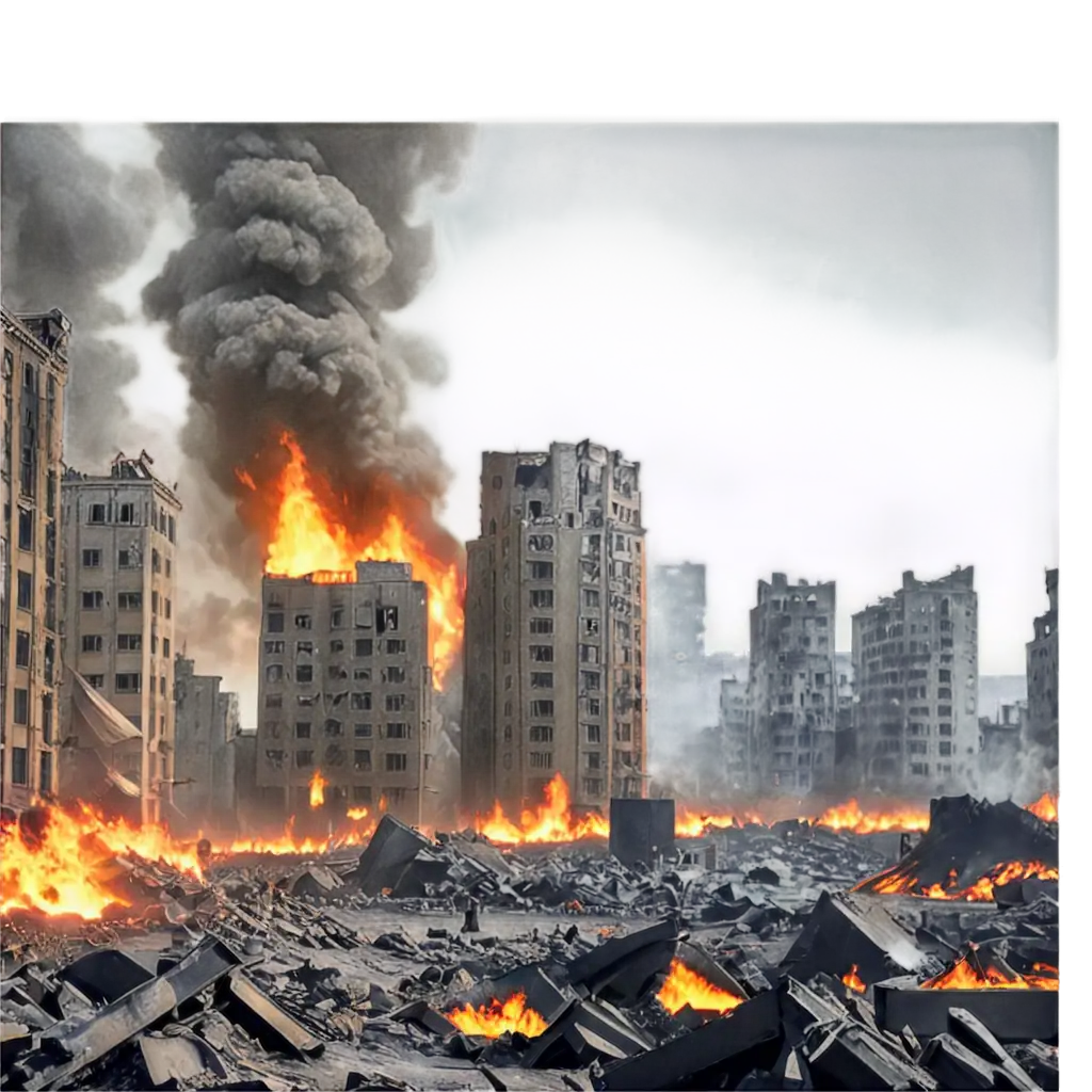 War-Destroyed-City-Background-with-Fire-HighQuality-PNG-for-Dynamic-Visuals