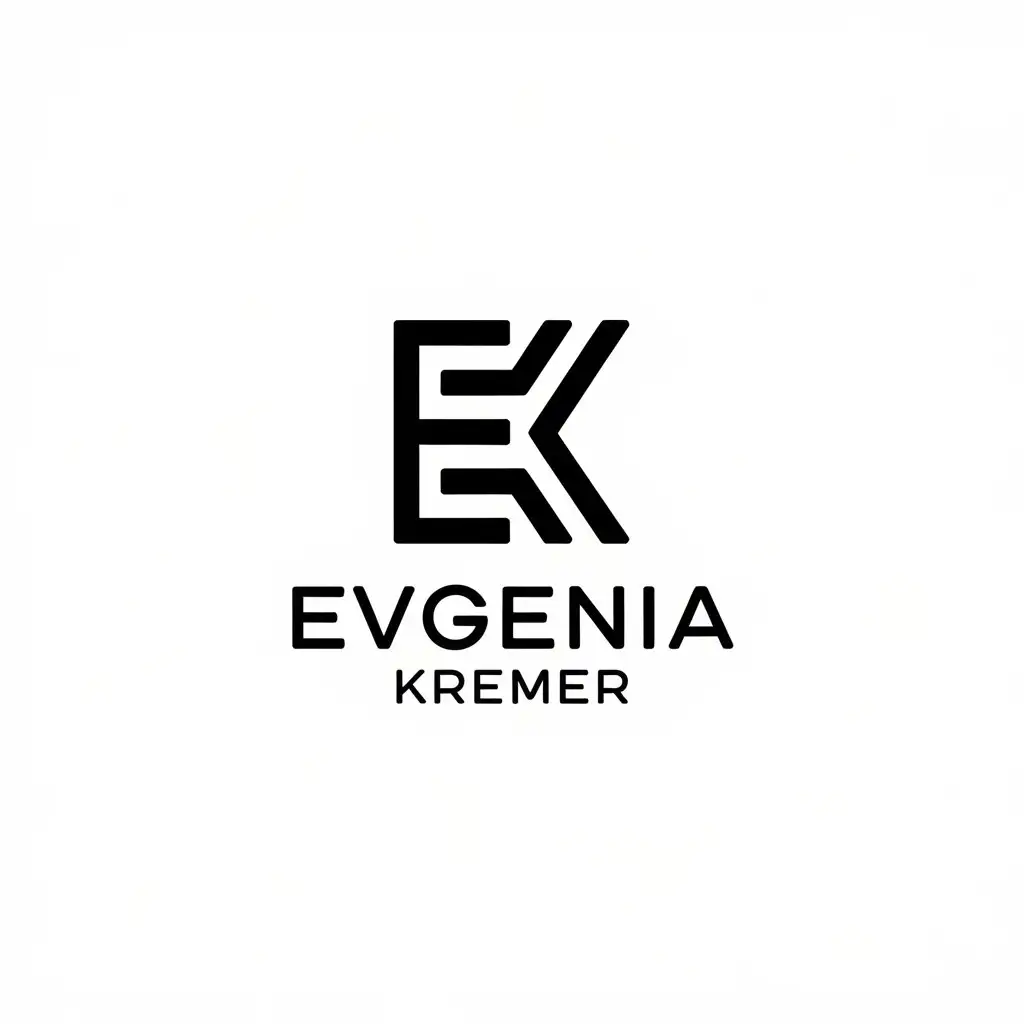 a vector logo design,with the text "Evgenia Kremer", main symbol:Letters,Minimalistic,clear background